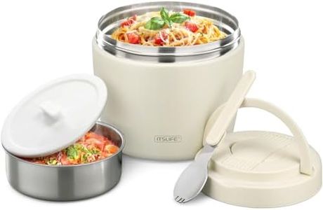 Itslife 32oz Insulated Soup Thermo, Vacuum Stainless Steel Food Jar for Hot & Cold Food, Leakproof Wide Mouth Lunch Container with Spoon, White