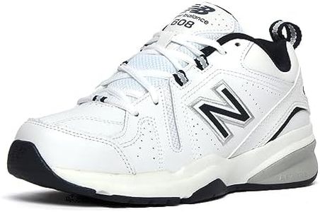 New Balance Men's 608 V5 Casual Comfort Cross Trainer, White/Navy, 10.5 Wide