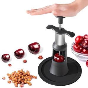 Cherry Pitter Remover Tool, Premium Quick Release Cherry Pitter, 2 in 1 Press & Push Type, Large 33mm Cherry Seed Remover, Durable, Food Grade Stainless Steel & PP Plastic, More Labor Saving（Black）