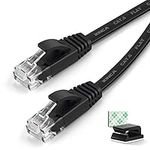 Cat6 Ethernet Cable 15 ft Black Gigabit Flat Network LAN Cable with 5 pcs Cable Clips Snagless Rj45 Connectors for Computer/Modem/Router/X-Box Faster Than Cat5e/Cat5 - XINCA