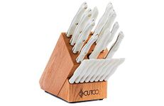 CUTCO HOMEMAKER 2018 PEARL Knife set 18 pc + Cutting Board + Honey Oak Wood Block