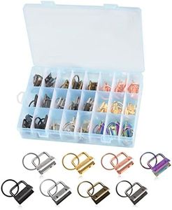 LEONTOOL 48 Pcs Key Fob Hardware Set 8 Colors Keychain Fob Hardware 1.25 Inch for Wristlet Keychain, Key Lanyard and Key Chain Making