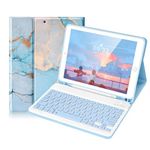 Lively Life Keyboard Case for iPad 9.7 inch, Detachable Bluetooth keyboard for iPad 6th Generation,iPad 5th Generation, iPad Pro 9.7 inch, iPad Air 2/1, Built-in Pencil Slot- Blue Marble