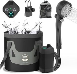 Elil Camping Shower Portable Outdoor Shower for Camping, 5 Gallon Foldable Bucket, Type-C Rechargable Portable Shower Pump, High Pressure Water Pump for Camping Hiking Beach Travel RV