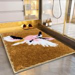 Roseate Bird Super Soft (40x60 cm) Microfibre 2000 GSM Bath Mat Super Absorbent Anti-Skid Door Mats for Home/Bathroom Mat/Bedroom/Kitchen/Floor Mat (Beige) Pack of 1