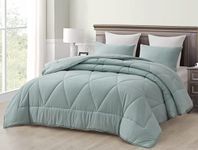 Chezmoi Collection Rory 3-Piece Triangle Quilted Microfiber Comforter Set - Soft Washed Lightweight Geometric Bedding, Full, Aqua