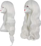 YEESHEDO 32" 80 cm Long Wavy Curly Hair Cosplay Wigs with Bangs for Women Girls Heat Resistant Synthetic Wig for Party Costume Anime Halloween (White)