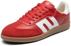 DREAM PAIRS Women's Tennis Sneakers Walking Nia Flat Low-Top Casual Lace-Up Comfortable Fashion Sneakers Shoes.,Size 8,Red,SDFN2442W