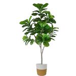 Homeplants Artificial Fiddle Leaf Fig Tree, 6ft Fake Ficus Lyrata Plant with Woven Basket, Perfect Silk Tree for Indoor House Office Home Living Room Floor Décor