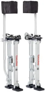 ToolPro Professional Grade Adjustable Aluminum Drywall Stilts w/Soft Straps - Adjustable Range for Drywall Installation, Painting, and More. (24-40 in. with Soft Straps)