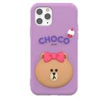 COVERLY for iPhone 13 3D Line Friends Choco Cartoon Case,Premium Luxury Silicone Case Purple Candy with Phone Holder Cool Full Protective Cute Kawaii Aesthetic Cover for Apple iPhone 13