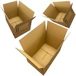 PlutoPackaging 10 Large Strong Cardboard Packing Moving House Boxes 47cm x 31.5cm x 25.5cm with Carry Handles and Room List