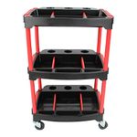 ABN 3 Tier Rolling Carts with Wheels Organizer Storage Carts with Bottle Holders and Adjustable Trays for Car Detailing