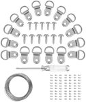 YHYZ D Ring Picture Hangers Sets(60 Sets ), D Ring Hooks + Screws + Hanging Wire + Crimping Loop Sleeves + Screwdriver, for Painting Photo Pictures Clock Artwork Mirrors Cross-Stitch
