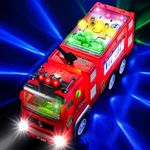 Ynanimery Fire Truck Toy for Kids 3-8, Fire Engine Toys for 2 3 4 5 6 Year Old Boys Girls Bump Go Firetrucks with Stunning 4D Lights & Sounds & Extending Ladder, Kids Birthday Gifts