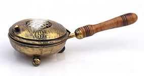 DSH Charcoal Incense Burner, Loban Burner With Handle, Dhoop Dhuni Burner Sambrani Dhoop, Resin & Home Office Temple Prayer Butler(Round)