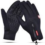 TECH-PI Cycling Gloves, Black Winter Thermal Waterproof Touchscreen Gloves Bike Accessories For Outdoor And Cycling Zipper Adjustable Size (M)