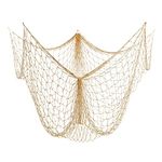 Natural Fishing Net Decorations, Nautical Wall Decor for Birthday Party, Baby Shower, Pirate Party, Hawaiian Luau, Ocean-Theme Events (79x60 in.)