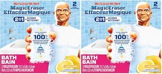 Mr. Clean Magic Eraser Sponge, Bathroom Cleaner, Shower Cleaner, Tub Cleaner, Soap Scum Remover, Bathroom Cleaning Supplies, Dawn Cleaning Power with Lemon Scent, Shower & Tub, 2ct (Pack of 2)