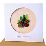 Camellia Bees 4th Wedding Anniversary Card, Fruit and Flower Anniversary, Linen Anniversary Card For Her Him, Handmade Card for Happy Couple, Wife, Husband (04th new)