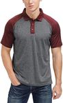 Men's Casual Short Sleeve Golf Polo Contrast Color Patchwork Pique Shirts Tops(Black-Red,L)