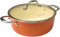 COOKLIFE 5 Quart Lightweight Enameled Cast Iron Dutch Oven with Lid - Dual Handles - Toxin-Free - Oven Safe up to 500° F or on Stovetop - Use to Marinate, Cook, Bake, Refrigerate and Serve - Tangelo