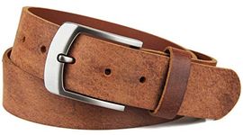 Frentree Genuine Buffalo Leather Belt, Made in Germany, Belt for Men and Women, 3.8 cm Wide, Brown - Brown - 80