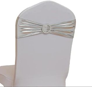 iEventStar Fasce elastiche per sedia con fibbia a slider Sedia Sash Sedia Decorazione per sedia da matrimonio festa (lucente argento)