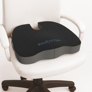 WELLGIVER Memory Foam Coccyx Seat Cushion for Tailbone & Back Pain Relief–Orthopedic Chair Pad for Office, Car, Home U-Shaped Comfort Seat Support for Sciatica, Lower Back Pain | 18 x 15 x 3 Inch