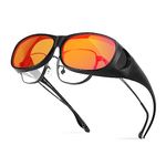 Goiteia 99.9% Blue Light Blocking Fit over Glasses|Orange Tint for Superior Blocking(filter 99.9% of blue light)|Better Sleep