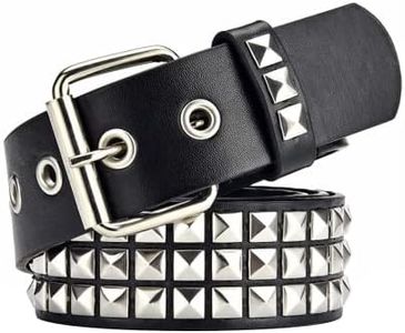 SNCEAW Studded Belt, Metal Punk Rock Rivet Belt with Bright Pyramid Studded for Women Men (Black)