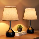 ONEWISH Touch Bedside Lamp Set of 2,3-Way Dimmable Table Lamps for Nightstand with Fabric Shade, Desk Lamp for Reading, Bedroom, Livingroom