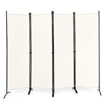 CASART Room Divider, Fabric Portable Room Partitions Protective Screens, Steel Frame Freestanding Privacy Separator Decorative for Living Room, Office, Balcony and Garden (220 x 173cm, Cream)