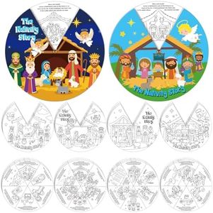 Hollowfly 12 Sets Color Your Own Funny Nativity Crafts DIY Christmas Nativity Scene Crafts Religious Christian Baby Jesus Angel Crafts for Christmas Party School Activities Vacation Bible School Craft