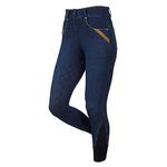 LeMieux Denim Jodhpurs for Women - Equestrian Riding Tights - Full Seat Ladies Horseback Riding Gear (Blue/UK 16)