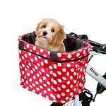 Bike Basket Multifunctional Cycling Handlebar Bag for Grocery Shopping, Pet Carrier, Commuting, Outdoor Camping, Red&White