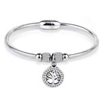 KunBead Jewelry Silver Family Tree Charm Birthday Bracelet Stainless Steel Love Bangle Cuff Jewellery Bracelets for Women