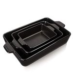 SWEEJAR Ceramic Bakeware Set, Rectangular Baking Dish Lasagna Pans for Cooking, Kitchen, Cake Dinner, Banquet and Daily Use, 11.8 x 7.8 x 2.75 Inches of Baking Pans (Black)