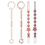 Babygoal Silicone Pacifier Clips,2 Pacifier Holder Clips with 2 Toy Straps for Boys and Girls Fits Most Pacifier Binky Styles,Teething Toys,Highchairs,Car Seat,Strollers and Baby Gift 4GJS10-CA