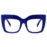 Zeelool Vintage Oversized Thick Cat Eye Glasses for Women with Non-prescription Clear Lens FP0668, Fp0668-07 Blue, Large