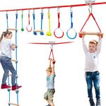 Ninja Warrior Obstacle Course for Kids，60ft Ninja Slackline-with 8 Pcs Accessories,Tree Protector & Carry Bag Ninja Course for Kids Outside-Backyard Zip Line for Kids