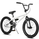 cubsala Freestyle BMX Bike, 18 Inch Kids Bicycle for 5 6 7 8 Years Old Kids and Beginner Level Rider, White with Black Tires