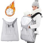 Orzbow Weatherproof Cover for Baby Carrier,Waterproof Winter Baby Carrier Cover,Universal Wind Cover for Baby Carrier with Zip,Warm Liner,Removable Drawstring Hood,Machine Washable (Light Grey Bear)