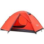 3 Season 2-Person Double Layer Waterproof Dome Backpacking Tent Aluminum Rod Windproof for Camping Hiking Travel Climbing (Orange-3 Person)