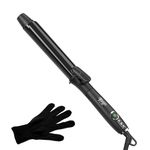 K&K 32mm Hair Curling Wand Ceramic Coating Curling Tongs Nano Titanium Hair Curler Iron MCH Heater 60 Mins Auto Shut Off 50-230°C Digital Display 360 Swivel Cord (32 mm)