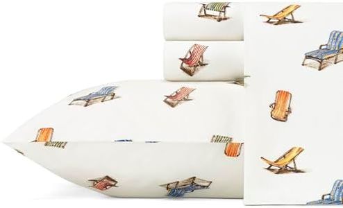 Tommy Bahama - Queen Sheets, Cotton Percale Bedding Set, Crisp & Cool, Stylish Home Decor (Beach Chairs Multi, Queen)