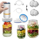 Electric Mason Jar Vacuum Sealer Kit ,Handheld Food Vacuum Sealer and Accessory Hose Set for Food Storage with Regular & Wide Mouth Mason Jars ,Kitchen Tools