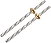 uxcell 200mm Length T8 8mm Dia Lead Screw Rod,4 Lead Stainless Steel Lead Screw Rod with Copper Nut Trapezoidal Thread for 3D Printer Z Axis2pcs