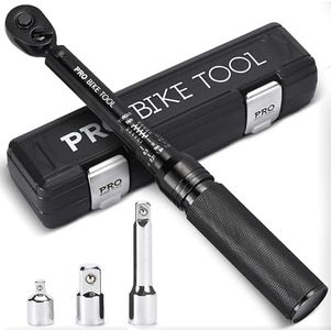 PRO BIKE TOOL 3/8 Torque Wrench Black Matte - Bike Maintenance Park Tool Torque Wrench 10 to 60 Nm Range with 0.5 Nm Micro Adjustments - Includes 1/2" & 1/4" Adapter, Extension Bar & Storage Box