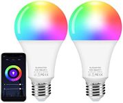 Light Bulbs Smart LED Light Bulbs, 10W E27 A60 RGBCW WiFi Light Bulb, 2700K-6500K Dimmable Light Bulb Color Changeable with 16 Million Colors, 2.4GHz Only, Compatible with Alexa,Google Home